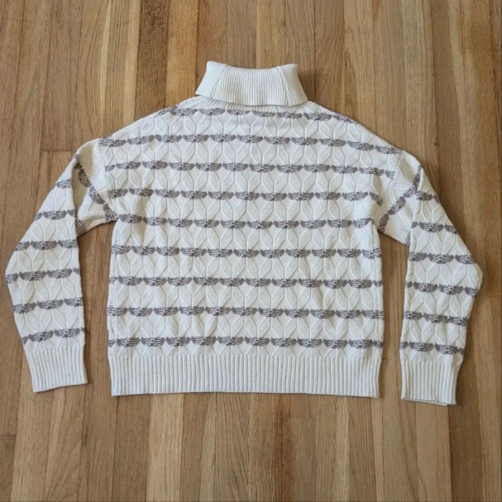 Joie cream white and gray brown turtleneck sweater NWT - Picture 2 of 5